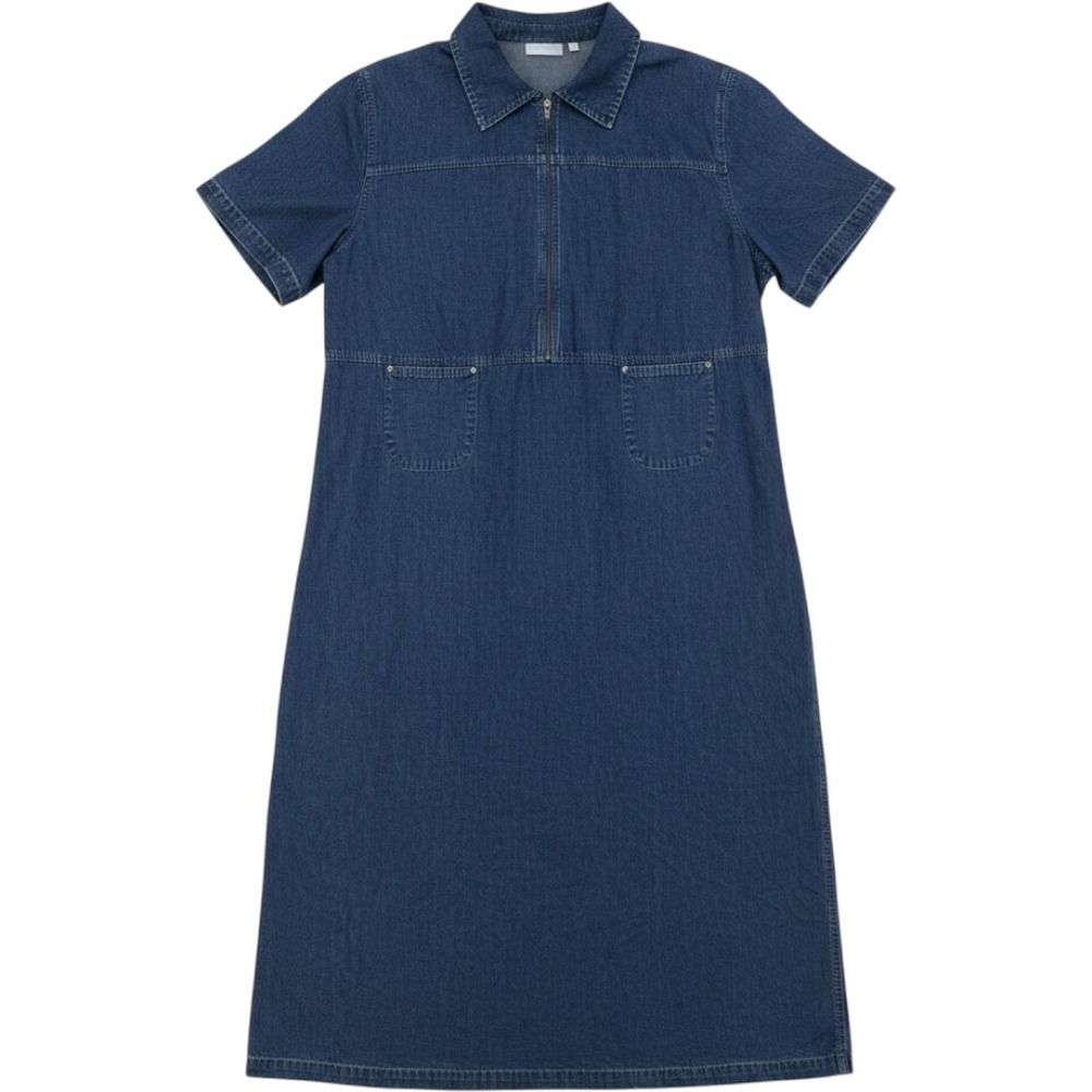 Elisabeth Liz Claiborne Dress Womens 20 Blue Desert Oasis Lizwear Denim Zip Midi